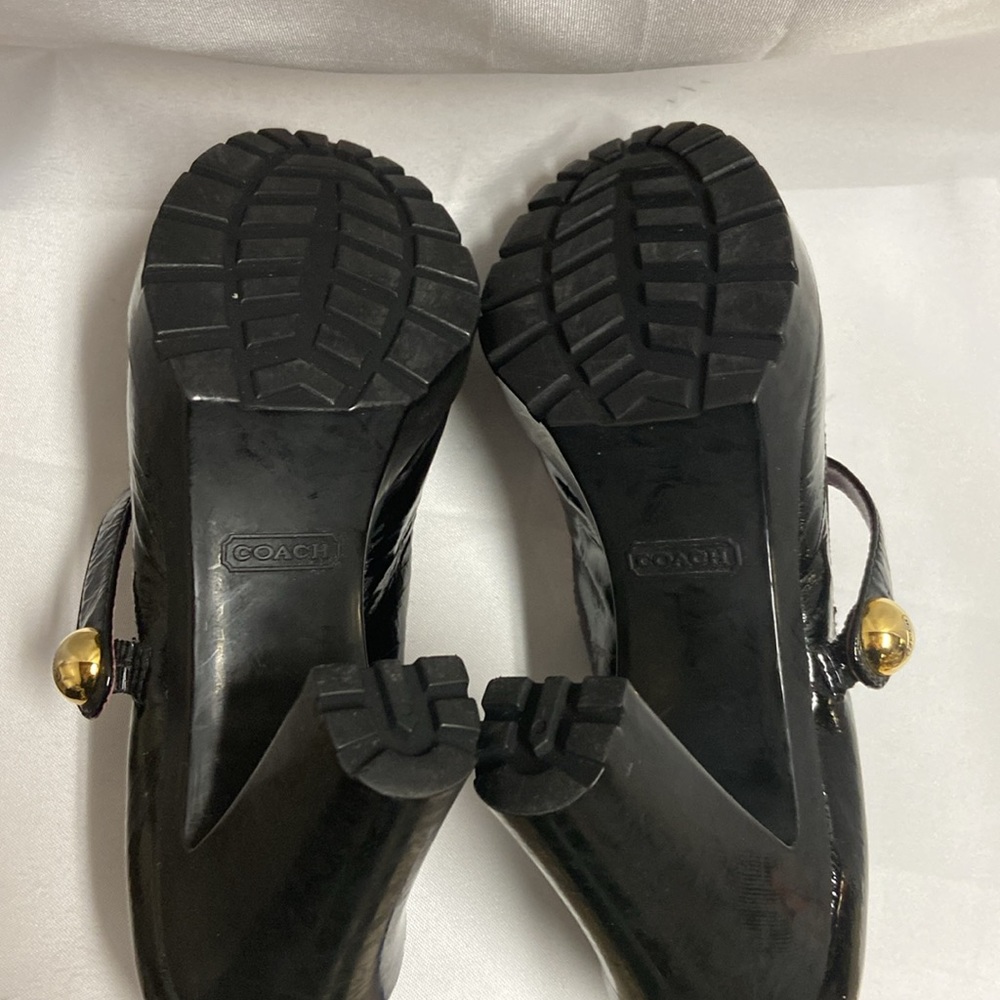 Coach Lilas Patent Leather Platform Mary Jane Heels Black Size 7.5 - Picture 5 of 5